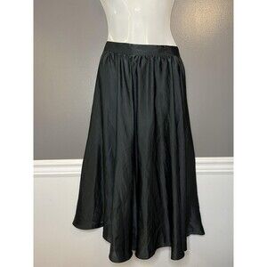 Suzanne Skirt Women Size Small 24" Waist Black Full Flare Midi Button Flowy